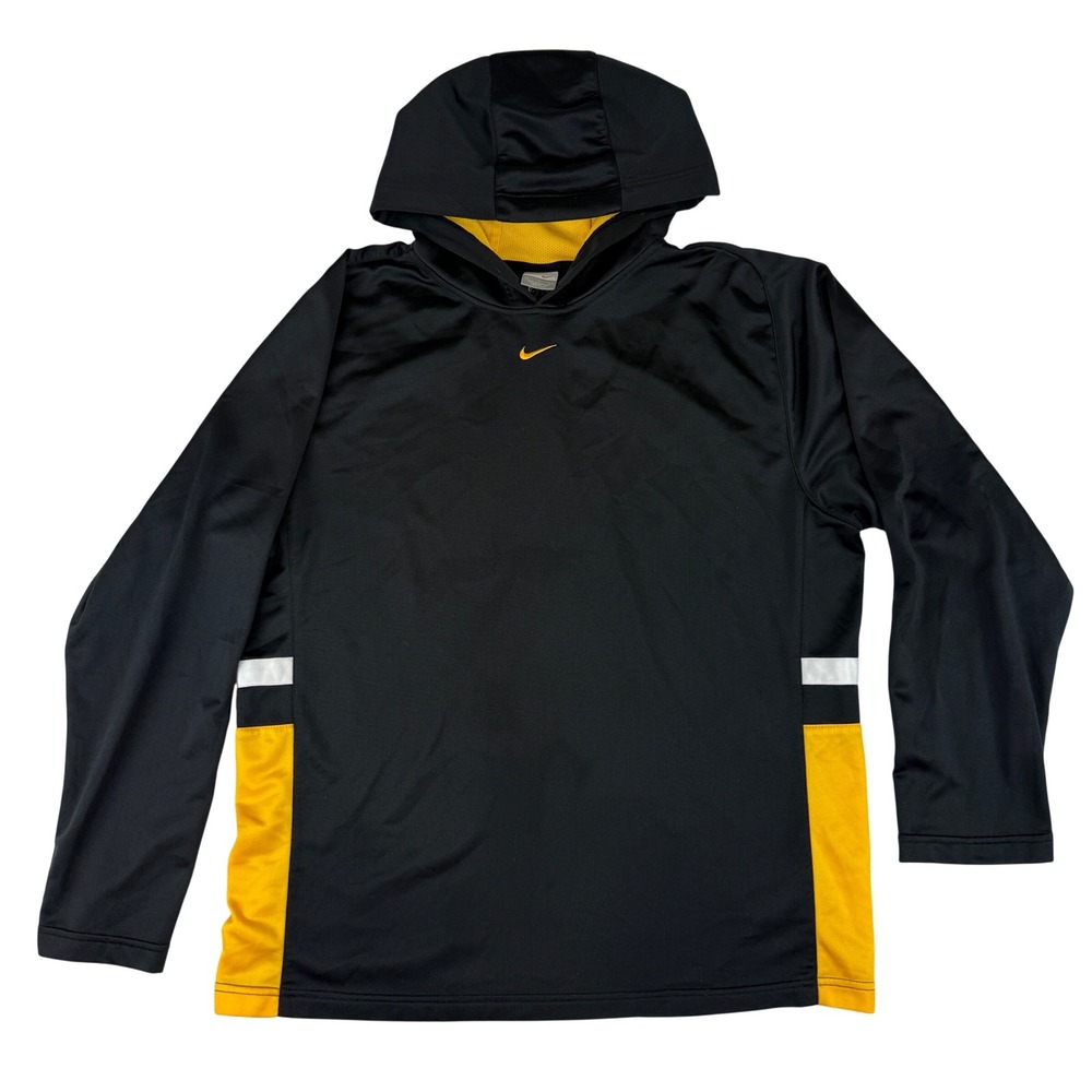 Nike‎ Basketball Hoodie Mens Large Center Swoosh Black Performance Pullover